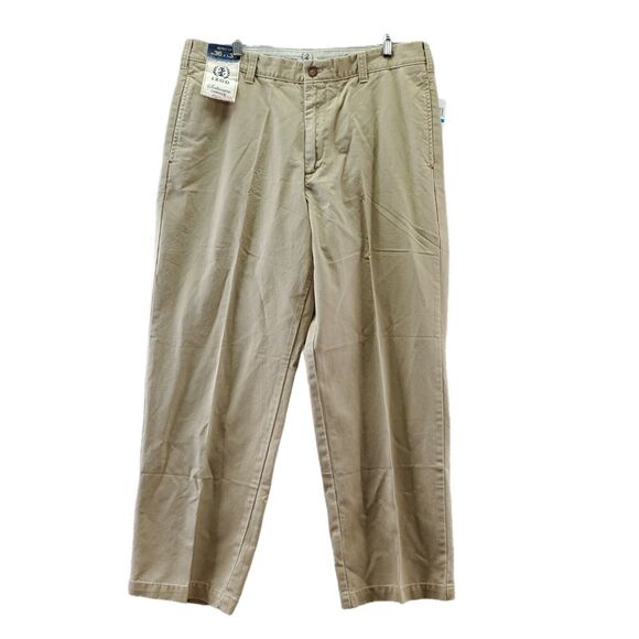 IZOD Mens Dress Pants Khaki Chinos Size 36 X 30 Tan Beige Flat Front Metrix Fit - Picture 1 of 11